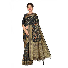 Mayawye Women's Banarasi Silk Saree (Black, 5-6mtrs)
