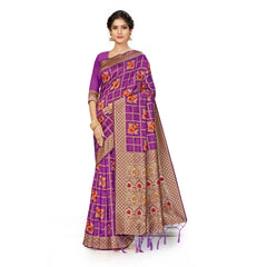 Mayawye Women's Banarasi Silk Saree (Purple, 5-6mtrs)
