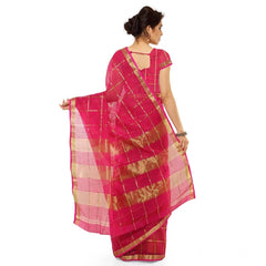 Mayawye Women's Kota Doria Cotton Saree With Blouse (Rani,6-3 Mtrs)