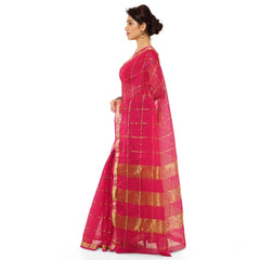Mayawye Women's Kota Doria Cotton Saree With Blouse (Rani,6-3 Mtrs)