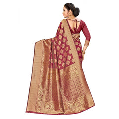 Mayawye Women's Banarasi Silk Saree (Maroon,5-6 Mtrs)
