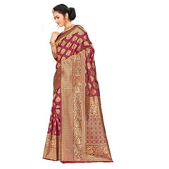 Mayawye Women's Banarasi Silk Saree (Maroon,5-6 Mtrs)