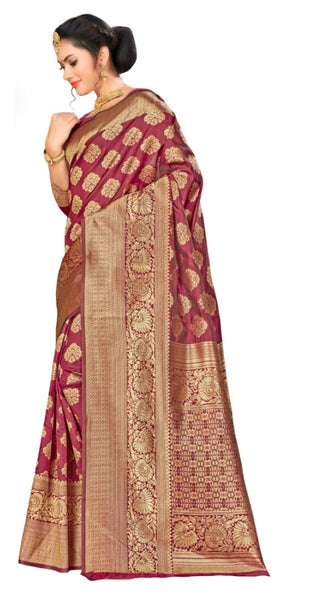 Mayawye Women's Banarasi Silk Saree (Maroon,5-6 Mtrs)