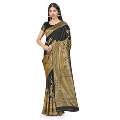 Mayawye Women's Banarasi Silk Saree (Black,5-6 Mtrs)