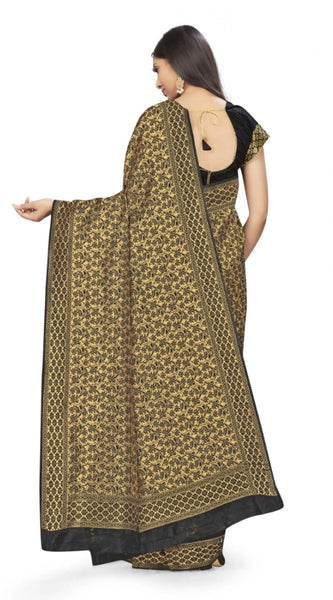 Mayawye Women's Banarasi Silk Saree (Black,5-6 Mtrs)