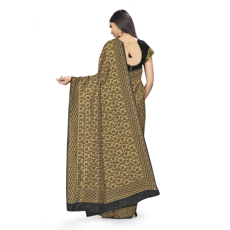 Mayawye Women's Banarasi Silk Saree (Black,5-6 Mtrs)