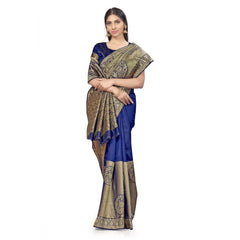 Mayawye Women's Banarasi Silk Saree (Navy Blue,5-6 Mtrs)