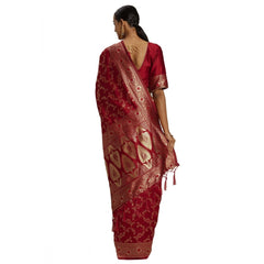 Mayawye Women's Banarasi Silk Saree (Red,5-6 Mtrs)