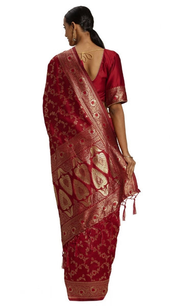 Mayawye Women's Banarasi Silk Saree (Red,5-6 Mtrs)