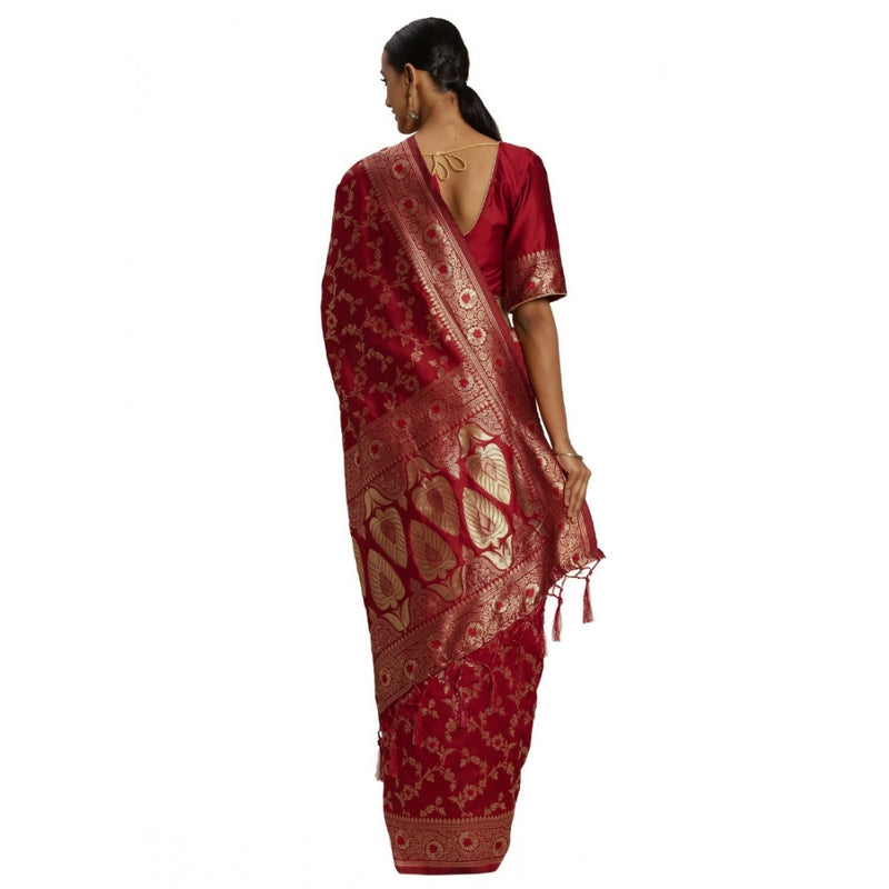 Mayawye Women's Banarasi Silk Saree (Red,5-6 Mtrs)
