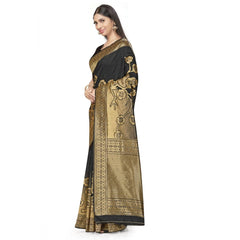 Mayawye Women's Banarasi Silk Saree (Black,5-6 Mtrs)