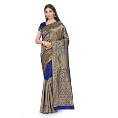 Mayawye Women's Banarasi Silk Saree (Navy Blue,5-6 Mtrs)