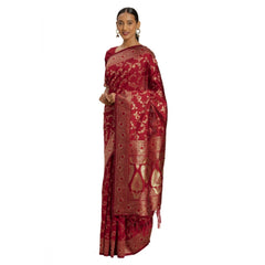 Mayawye Women's Banarasi Silk Saree (Red,5-6 Mtrs)