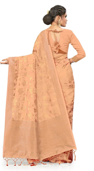Mayawye Women's Banarasi (Spun Cotton) Saree (Beige,5-6 Mtrs)