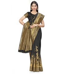 Mayawye Women's Banarasi Silk Saree (Black,5-6 Mtrs)