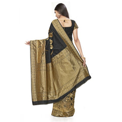 Mayawye Women's Banarasi Silk Saree (Black,5-6 Mtrs)