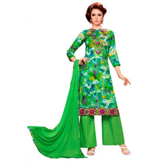Mayawye Women's Glaze Cotton Unstitched Salwar Suit-Material With Dupatta (Green & Multi,2.3 Mtrs)