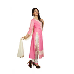Mayawye Women's Georgette Unstitched Salwar Suit-Material With Dupatta (Pink & White,2.2 Mtrs)