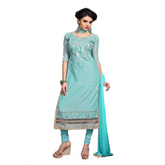 Mayawye Women's Chanderi Unstitched Salwar Suit-Material With Dupatta (Light Sea Green,2.3 Mtrs)