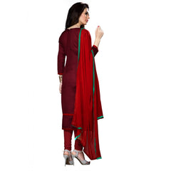 Mayawye Women's Cotton Unstitched Salwar Suit-Material With Dupatta (Dark Maroon,2.3 Mtrs)