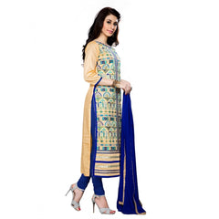Mayawye Women's Cotton Unstitched Salwar Suit-Material With Dupatta (Beige,2.3 Mtrs)