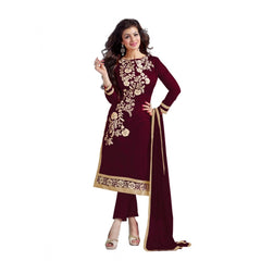 Mayawye Women's Chanderi Unstitched Salwar Suit-Material With Dupatta (Brown,2 Mtrs)
