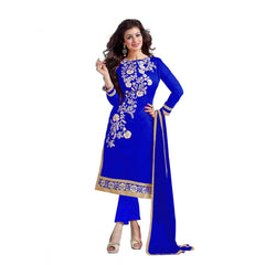 Mayawye Women's Chanderi Unstitched Salwar Suit-Material With Dupatta (Blue,2 Mtrs)
