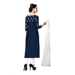 Mayawye Women's Cotton Unstitched Salwar Suit-Material With Dupatta (Navy Blue,2.2 Mtrs)