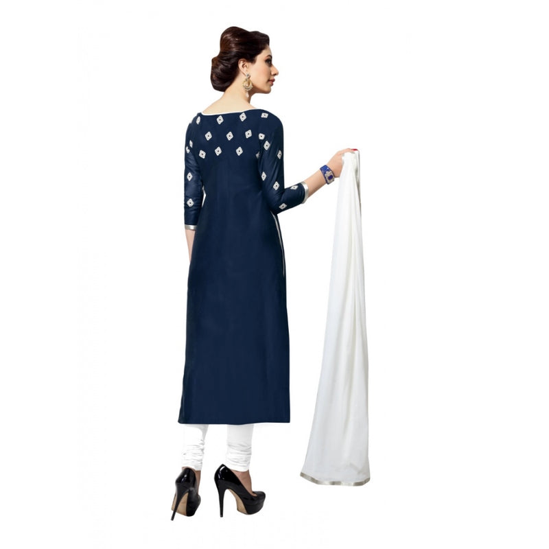 Mayawye Women's Cotton Unstitched Salwar Suit-Material With Dupatta (Navy Blue,2.2 Mtrs)