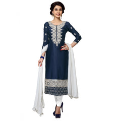 Mayawye Women's Cotton Unstitched Salwar Suit-Material With Dupatta (Navy Blue,2.2 Mtrs)