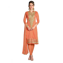 Mayawye Women's Chanderi Unstitched Salwar Suit-Material With Dupatta (Orange,2.2 Mtrs)