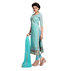 Mayawye Women's Chanderi Unstitched Salwar Suit-Material With Dupatta (Light Sea Green,2.3 Mtrs)