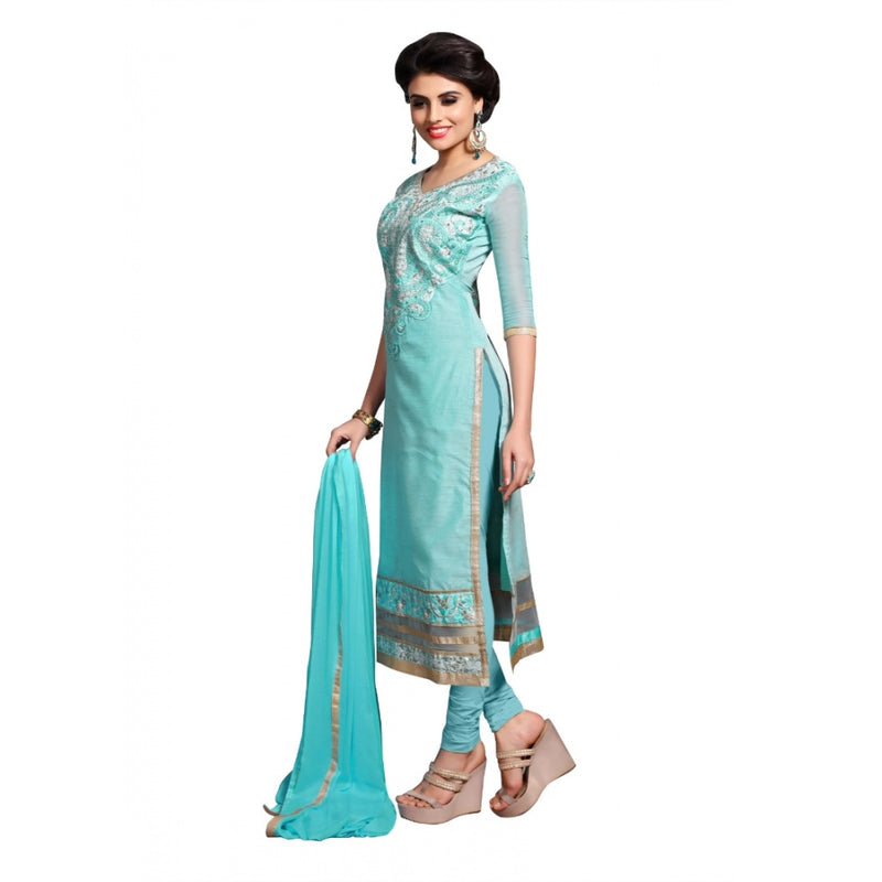 Mayawye Women's Chanderi Unstitched Salwar Suit-Material With Dupatta (Light Sea Green,2.3 Mtrs)