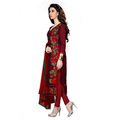 Mayawye Women's Cotton Unstitched Salwar Suit-Material With Dupatta (Dark Maroon,2.3 Mtrs)