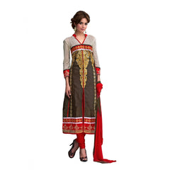 Mayawye Women's Glaze Cotton Unstitched Salwar Suit-Material With Dupatta (Brown,2.2 Mtrs)