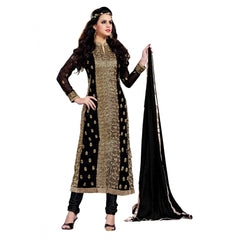 Mayawye Women's Georgette Unstitched Salwar Suit-Material With Dupatta (Black,2 Mtrs)