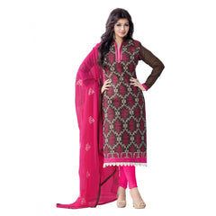 Mayawye Women's Chanderi Unstitched Salwar Suit-Material With Dupatta (Brown,2.2 Mtrs)