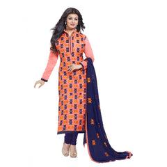 Mayawye Women's Chanderi Unstitched Salwar Suit-Material With Dupatta (Orange,2.2 Mtrs)