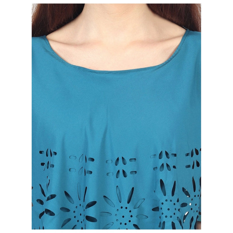 Mayawye Women's Crepe Solid Sleeveless Full Length Gown(Light Blue)