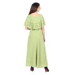 Mayawye Women's Crepe Solid Sleeveless Full Length Gown(Light Green)