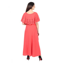 Mayawye Women's Crepe Solid Sleeveless Full Length Gown(Red)