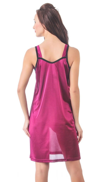 Women's Satin Short Nighty with Sleeve Less(Color: Black Wine, Neck Type: Halter Neck)