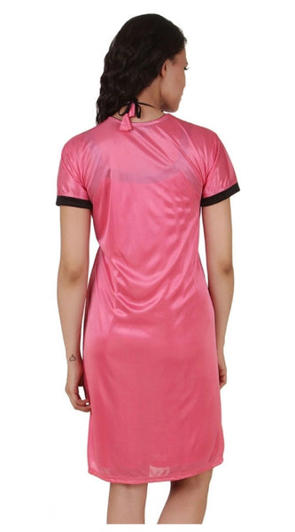 Women's Satin Short Wrap Gown with Half Sleeve(Color: Coral Pink, Neck Type: V Neck)