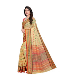 Mayawye Women's Kota Doria Cotton Woven Butta Saree With Blouse (Beige, 5-6 Mtrs)