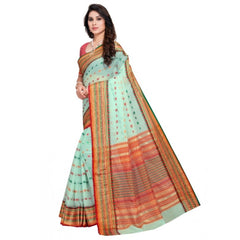 Mayawye Women's Kota Doria Cotton Woven Butta Saree With Blouse (Pista, 5-6 Mtrs)