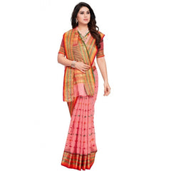 Mayawye Women's Kota Doria Cotton Woven Butta Saree With Blouse (Pink, 5-6 Mtrs)