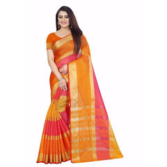 Mayawye Women's Kota Doria Cotton Plain Saree With Blouse (Multicolor, 5-6 Mtrs)
