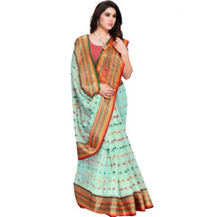 Mayawye Women's Kota Doria Cotton Woven Butta Saree With Blouse (Pista, 5-6 Mtrs)