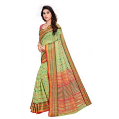 Mayawye Women's Kota Doria Cotton Woven Butta Saree With Blouse (Light Green, 5-6 Mtrs)