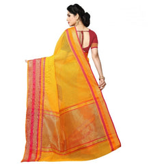 Mayawye Women's Kota Doria Cotton Border Saree With Blouse (Gold, 5-6 Mtrs)